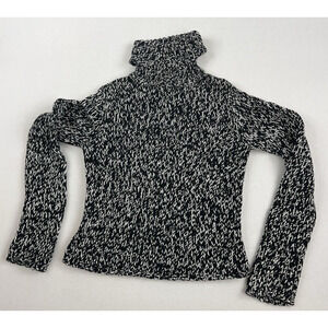 Vtg Moda International Womens Turtleneck Sweater Sz M Chunky Y2K‎ Black Preppy